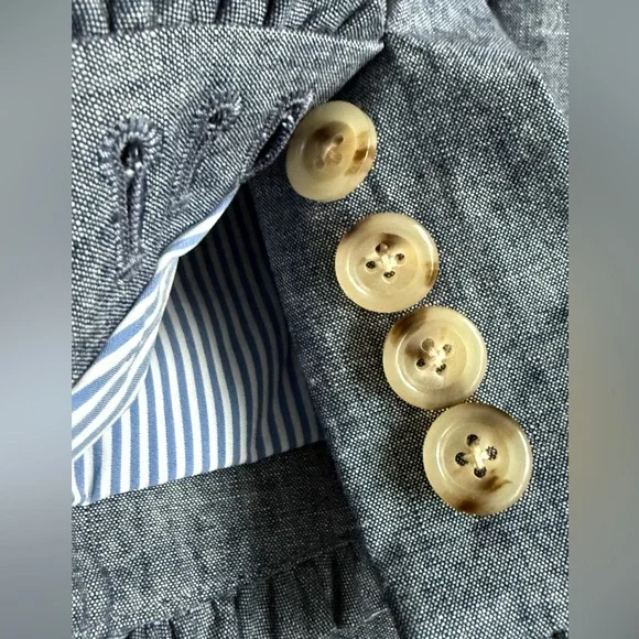 NWOT J. Crew Regent Single Button Blue Chambray Ruffle Blazer Women's Size 8 - Picture 9 of 16